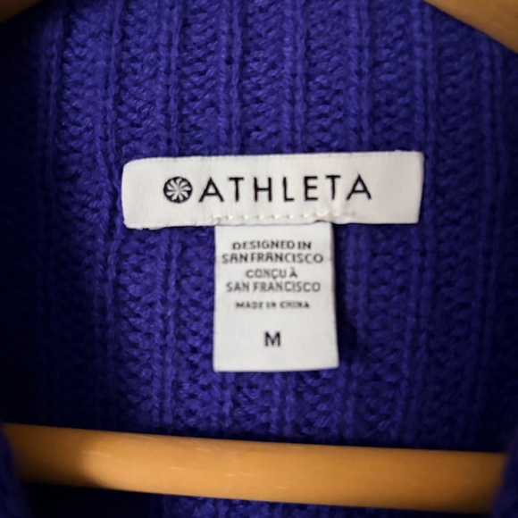 Athleta Wool, Cashmere Purple Azalea Chunky Mock Neck Cross over Sweater, Medium - Picture 5 of 11